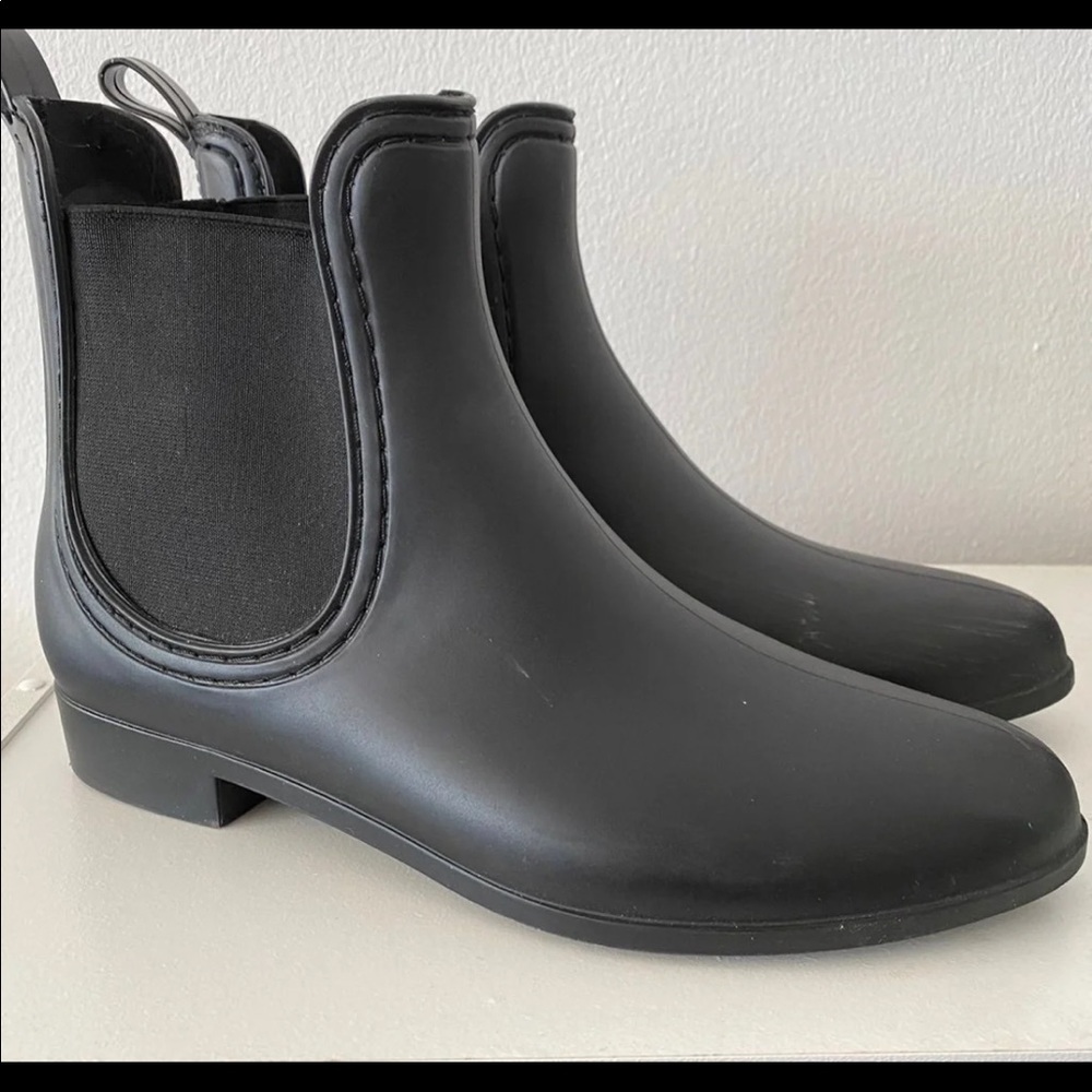 Black rain boots